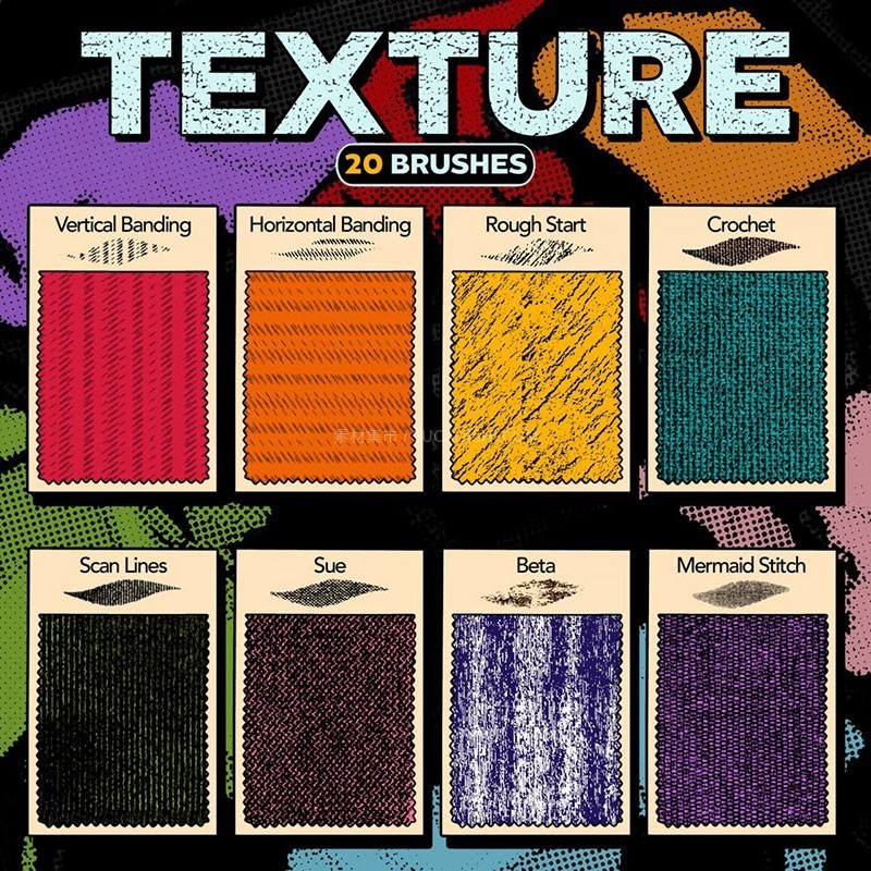 50+Procreate波普艺术画风纹理笔刷